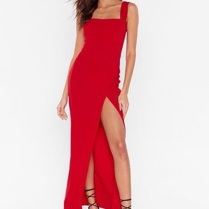 Nasty Gal | Red Maxi Dress with Square Neck